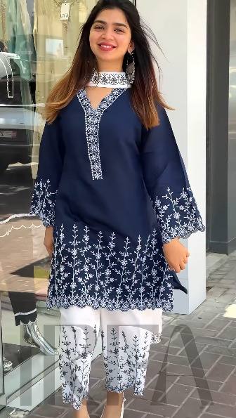 Soft Cotton Embroidery Three Piece- SKU: 20831
